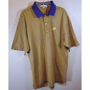 Peter Millar Men's Golf Polo Shirt Size Large Purple Stripes Eagle Logo